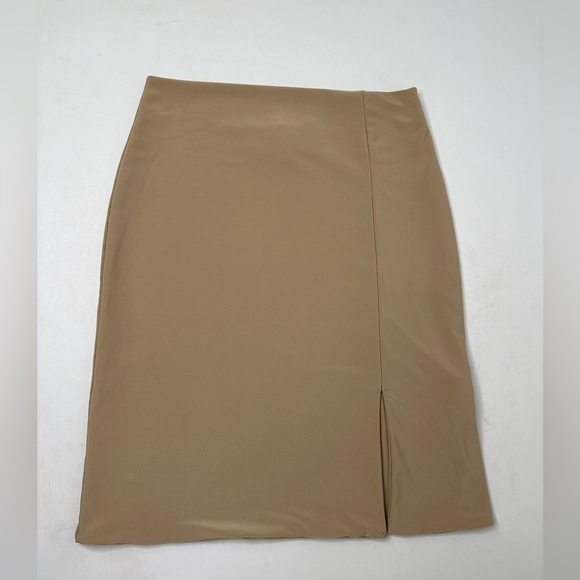 AYM Khaki Tan Stretchy Mini skirt with slit Size Small‎ - Picture 3 of 9